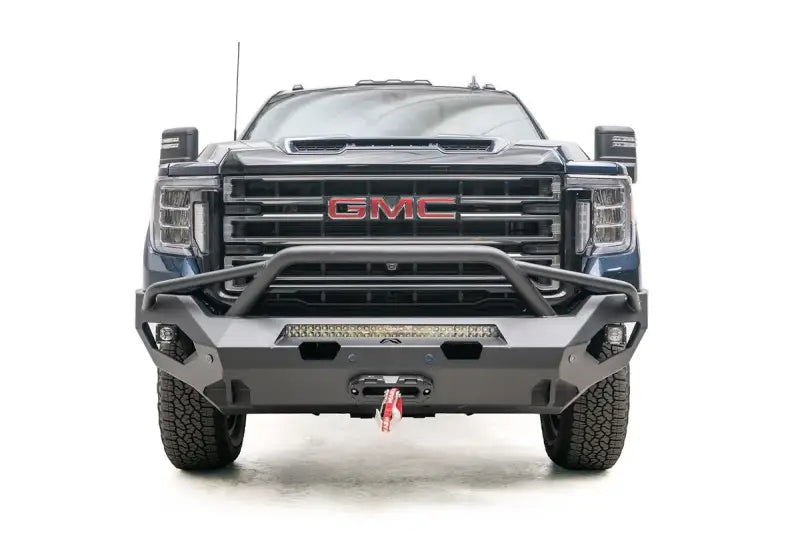 Fab Fours Matrix Front Pr on a GMC vehicle, showcasing robust construction and sleek design for enhanced protection.