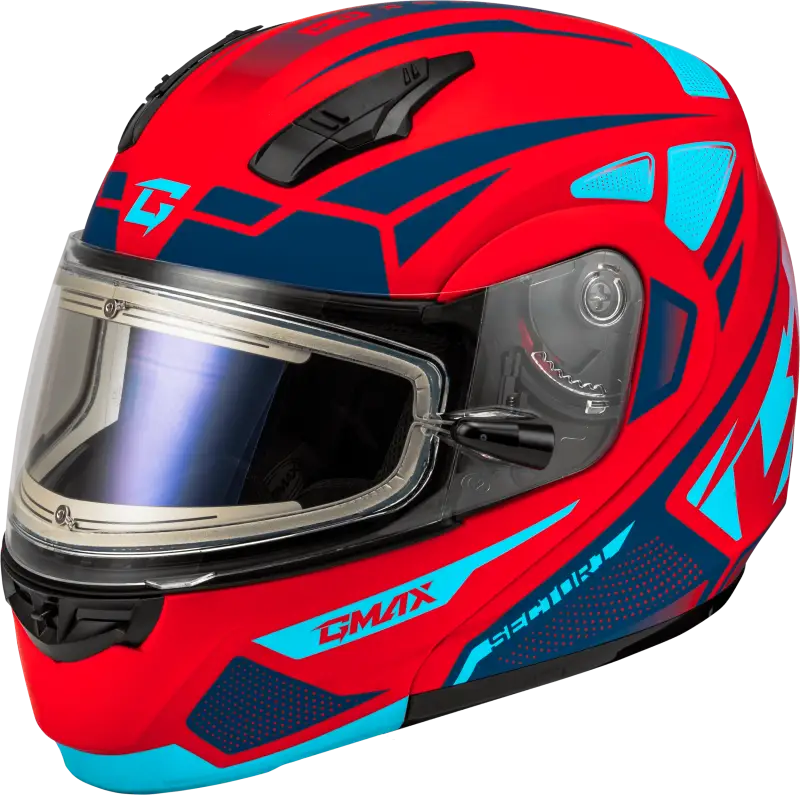 Md-04S Sector Snow Helmet W/ Electric Shield Red/Blue Sm