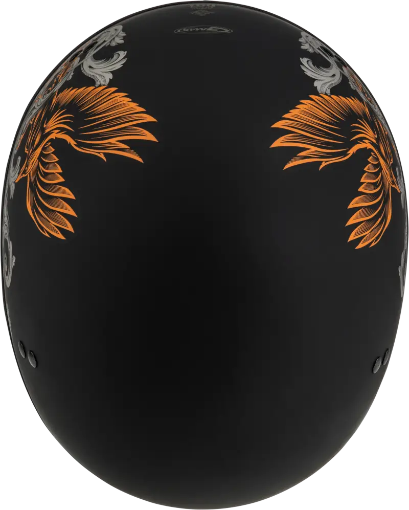 Black Corvus Helmet with orange and silver graphics HH-65 Corvus Helmet XL