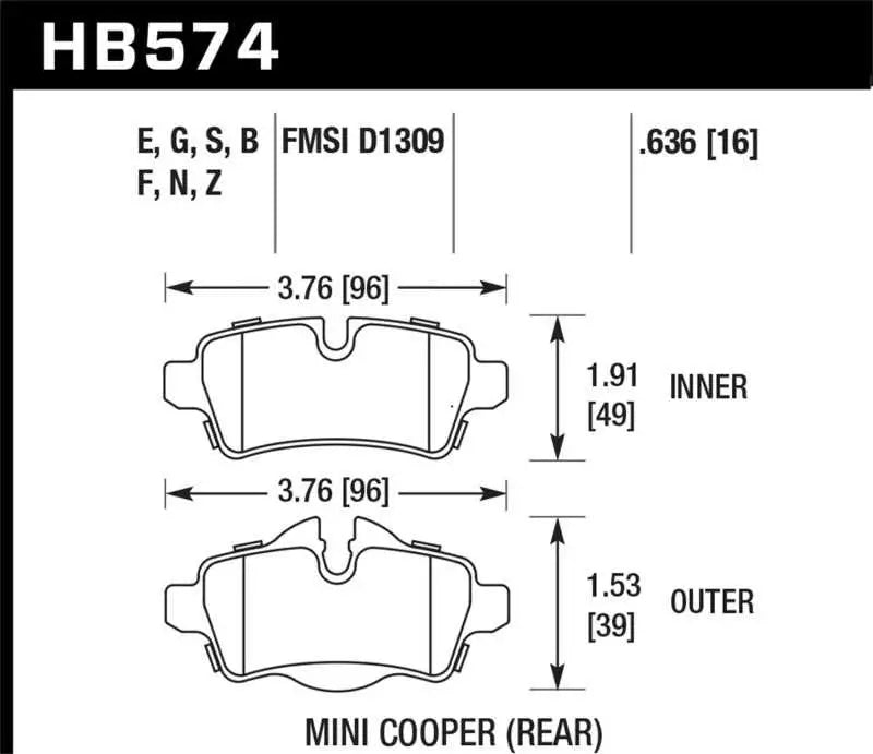 Hawk Performance Hawk 07+ Mini Cooper HPS 5.0 Rear Brake Pads