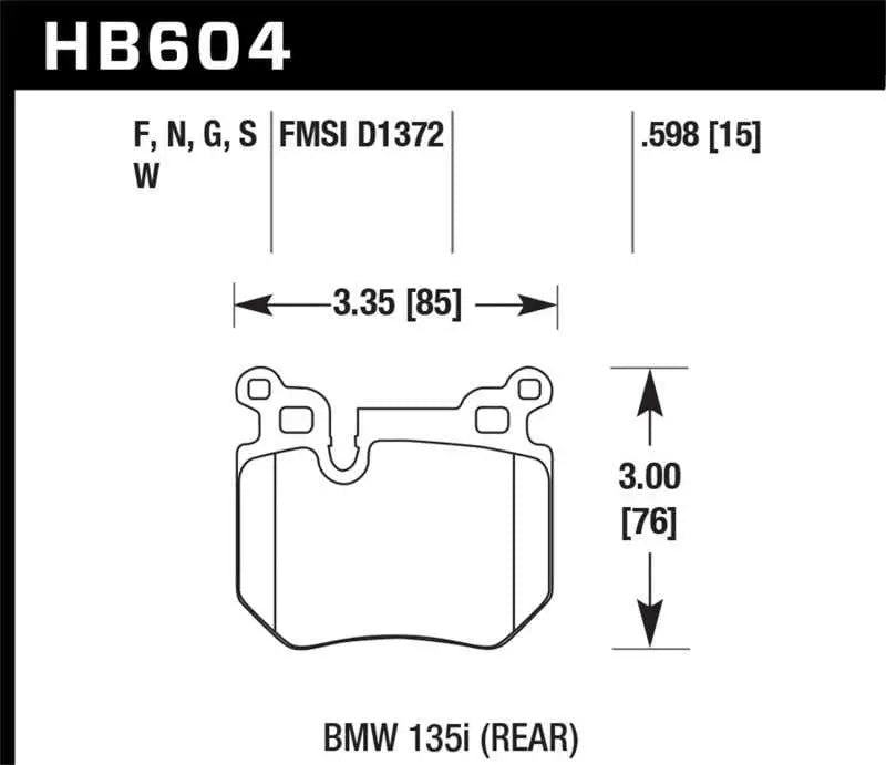 Hawk Performance Hawk 08-13 BMW 135i HPS 5.0 Rear Brake Pads