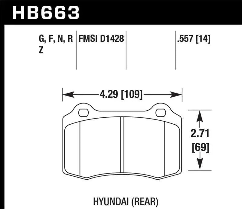 Hawk Performance Hawk 10 Hyundai Genesis Coupe (Track w/ Brembo Breaks) HPS Street 14mm Rear Brake Pads