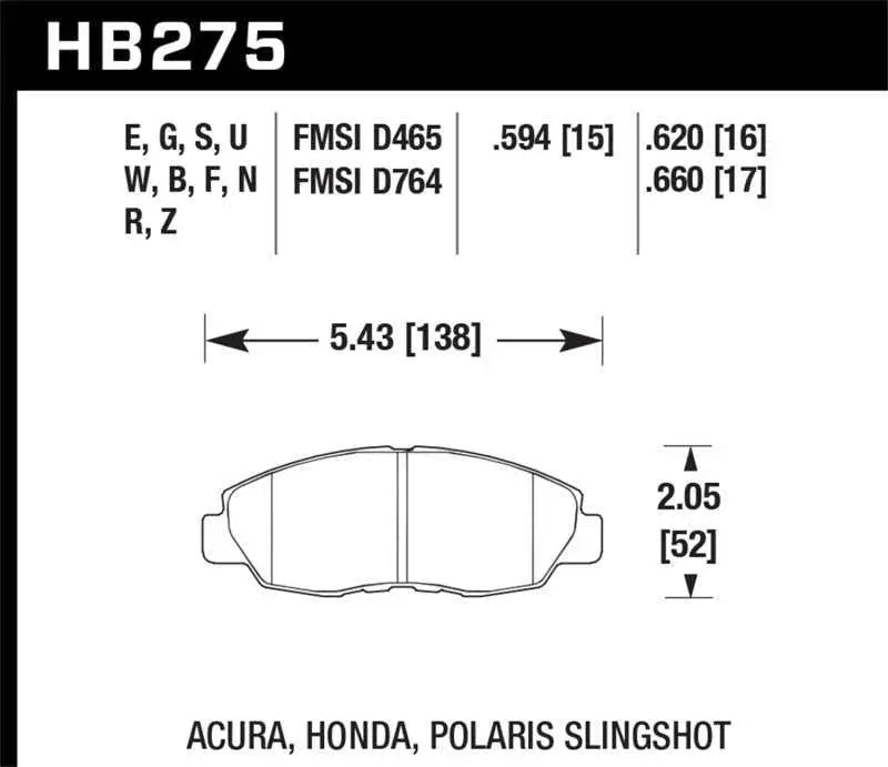 Hawk Performance Hawk 98-00 Civic Coupe Si / 01-06 Civic DX EX GX HX LX HPS Street Front Brake Pads