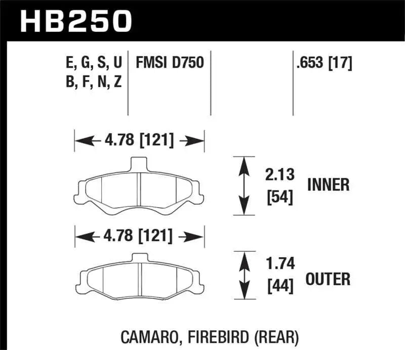 Hawk Performance Hawk 98-02 Chevrolet Camaro 5.7L/3.8L / 98-02 Pontiac Firebird 5.7L/3.8L HPS Street Rear Brake Pads