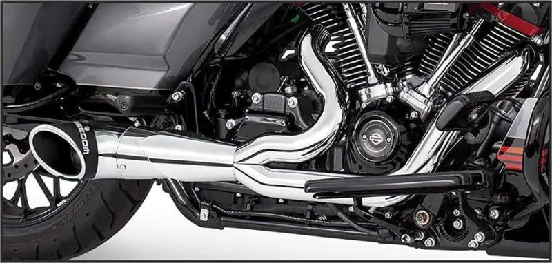 FREEDOM HD00837 Turnout 2 1 Chrome W/Blk Sculp Tip `95 16 Flt/H
