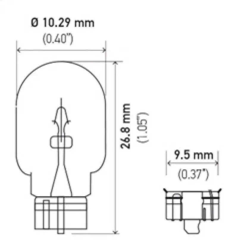 Technical drawing of Hella Bulb 2825 12V 5W 4CP for RV parts & accessories