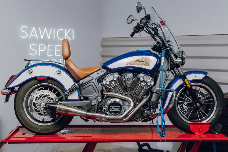 Indian Scout Full Length Brushed Ss W/ Blk End Cap