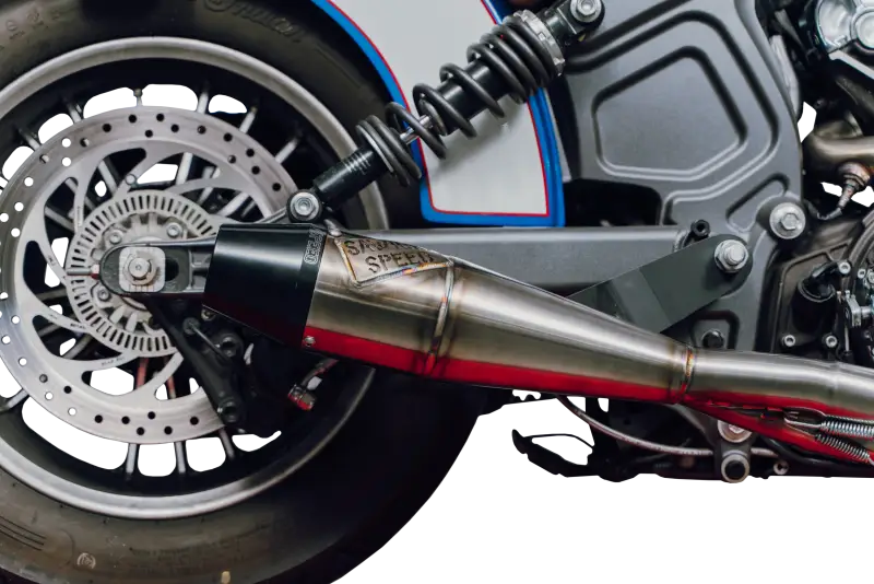 Indian Scout Full Length Brushed Ss W/ Blk End Cap