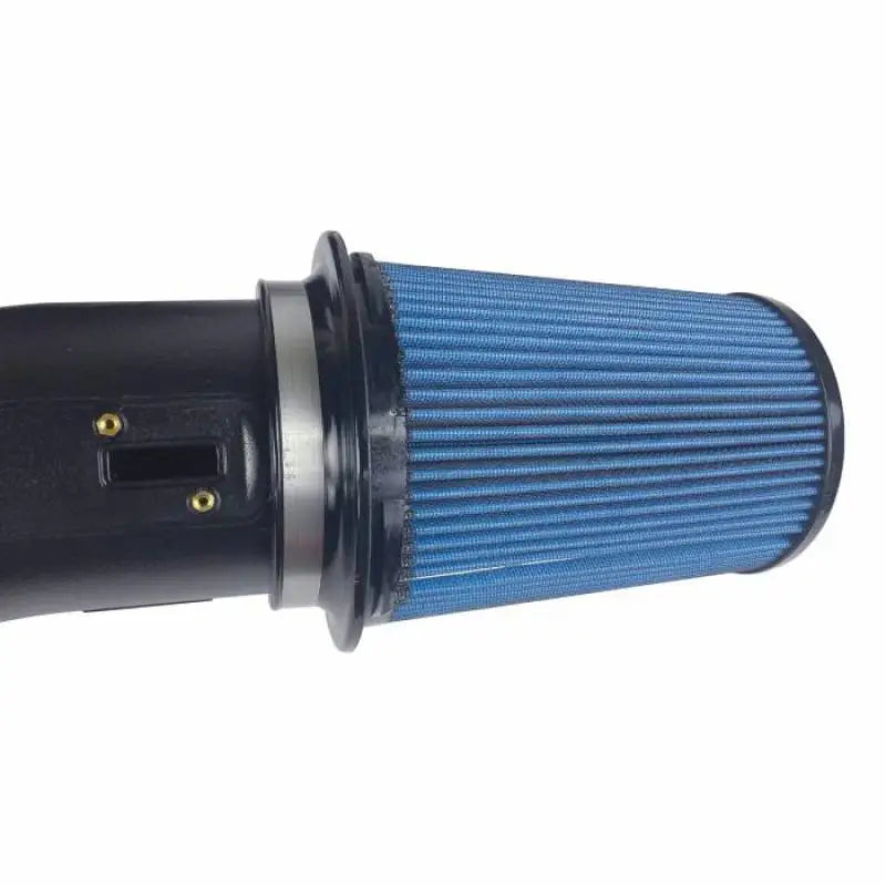 Blue cone air filter on black intake tube for Chevrolet Silverado V8-5.3L Evolution Intake