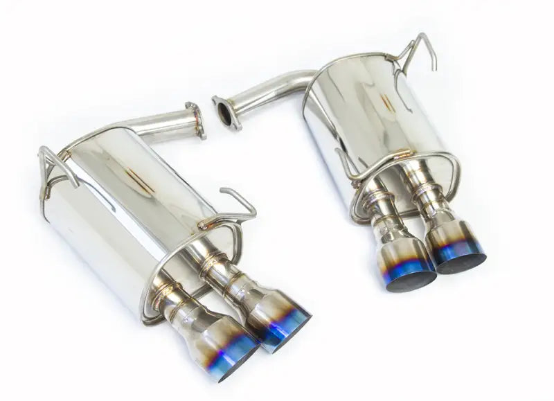 Shiny metal Subaru STI quad tip single layer titanium burnout exhaust system