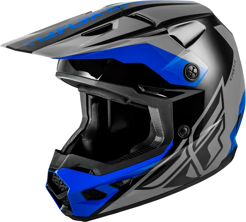 Kinetic Crest Helmet Grey/Black/Blue Xl - FLY RACING