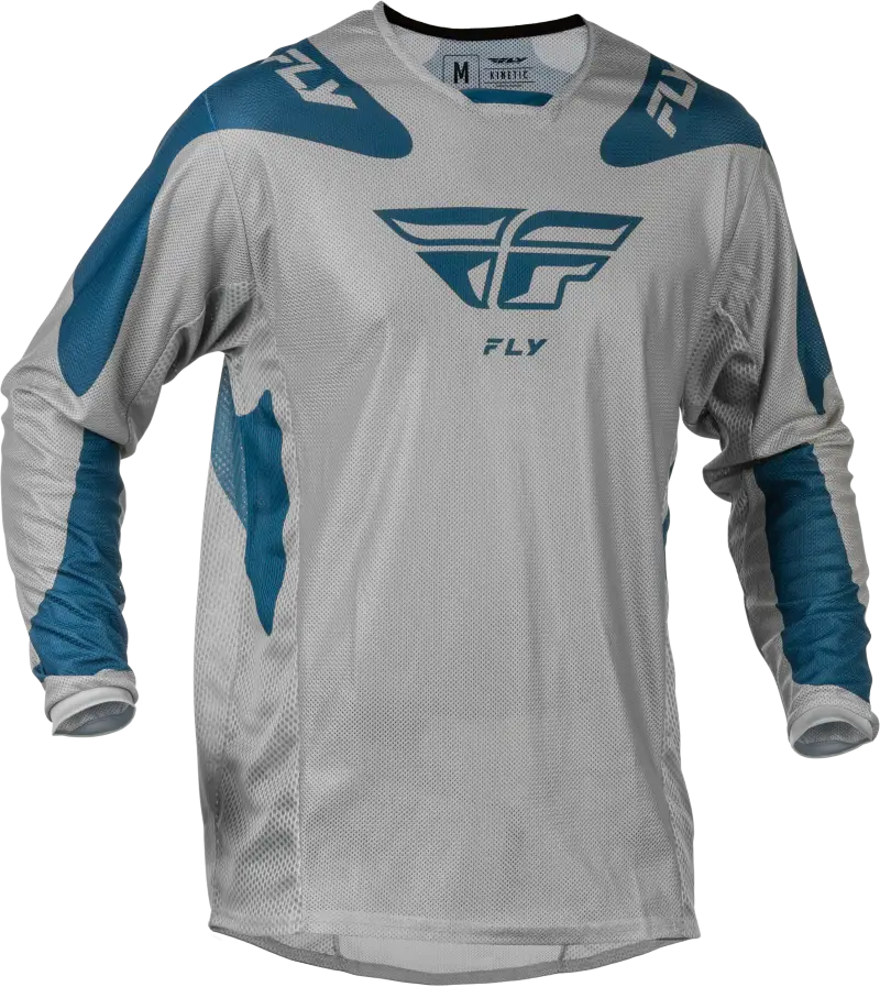 Kinetic Mesh Sym Jersey Grey/Blue Lg - FLY RACING