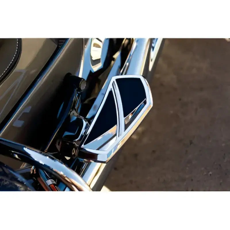 Chrome motorcycle mirror on Kuryakyn Phantom Mini Boards for stylish mini boards ride