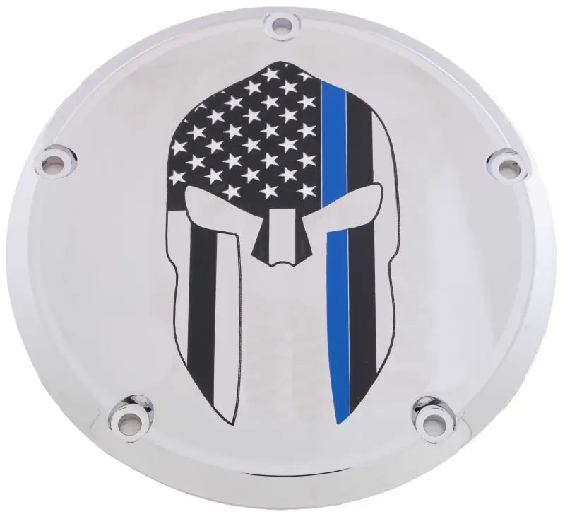 CUSTOM ENGRAVING LE02-46 7 M8 Flt/Flh Derby Cover Sparta Blue Line Chrome