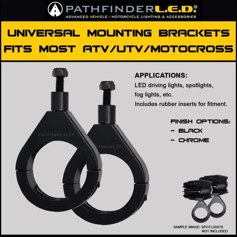 Light Mounting Bracket 39mm Black Pair - PATHFINDER