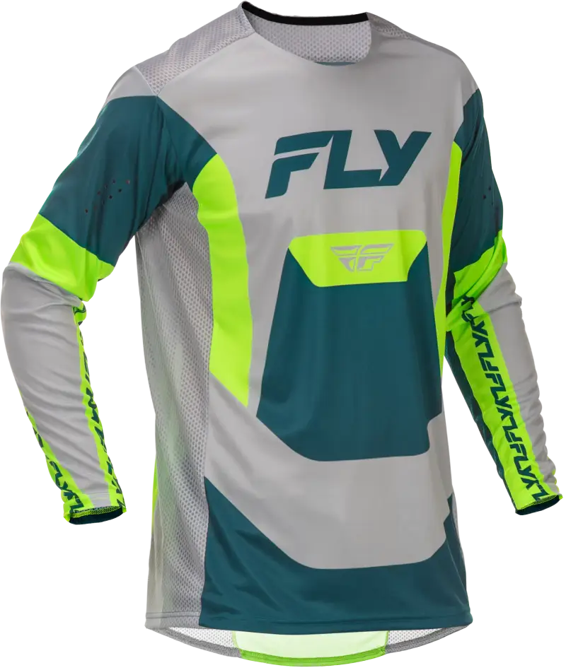 Lite Jersey Grey/Lime/Teal Sm - FLY RACING