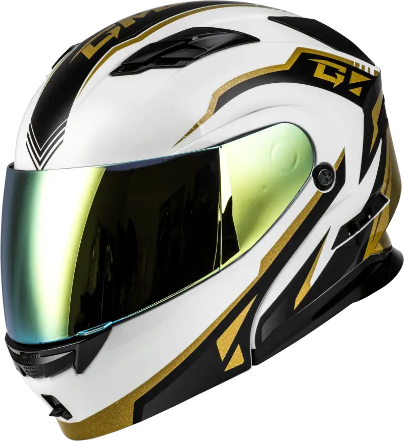 M101381298 Gmax Md-01 Volta Helmet White/Gold/Black Metallic 2X - RV and Auto Parts