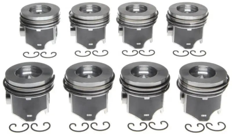 Eight mahle oe cummins engine pistons with retaining rings in set piston set for B L4 L6