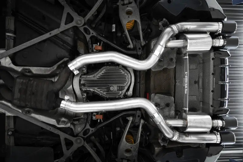 MBRP 18-22 BMW M2 Competition 3.0L T304 SS 3in Resonator-Back Exhaust Quad Rear w/ Carbon Fiber Tips - Truck &