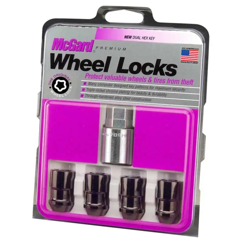McGard McGard Wheel Lock Nut Set - 4pk. (Cone Seat) 1/2-20 / 3/4 & 13/16 Dual Hex / 1.46in. Length - Black