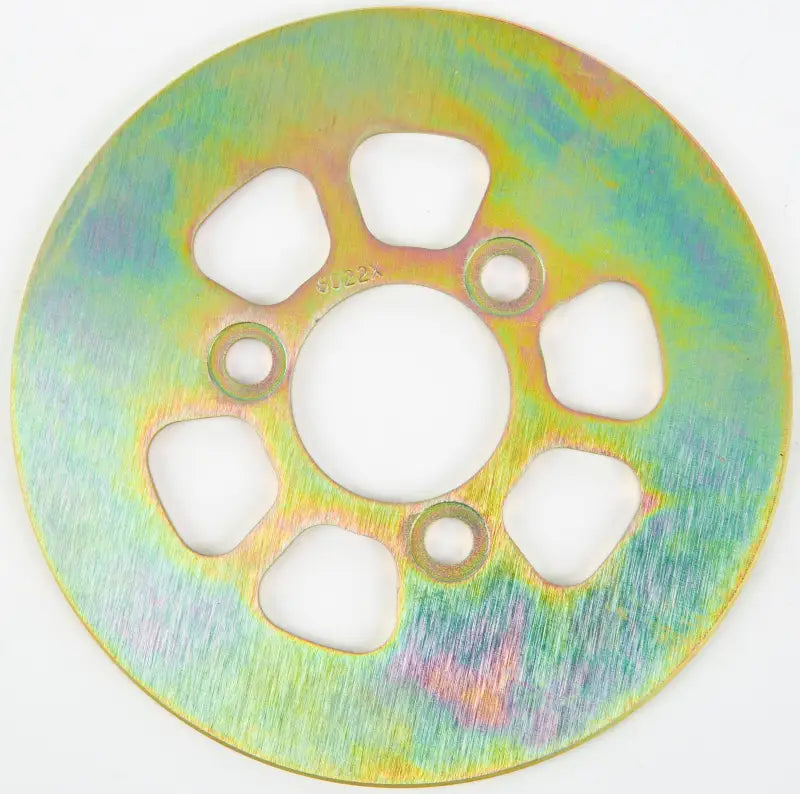 Gold-colored MD6022D Standard Rotor with cutouts and mounting holes for bikes