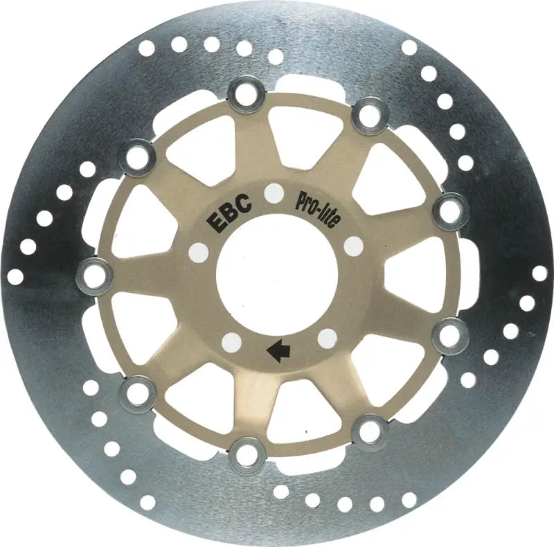 Silver-colored MD641 Standard Brake Rotor with drilled holes and light hub for bikes