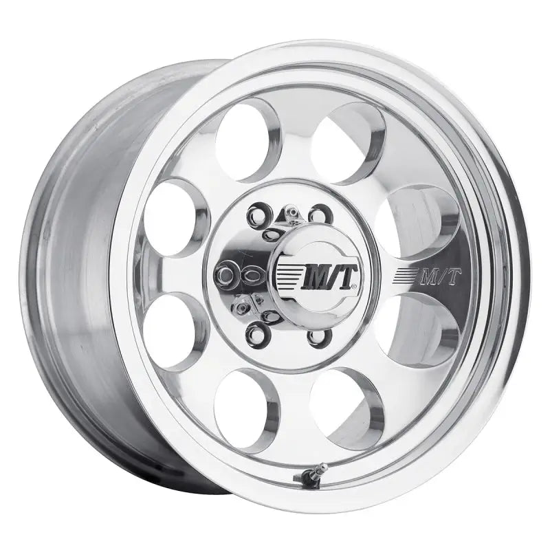 Mickey Thompson Classic III Wheel - 15x10 5x5.5 3-5/8 with polished finish and embossed logo for street, strip, and off-road; not suitable for 2022+ Toyota Tundra models.
