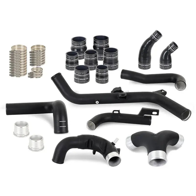 Black automotive hose kit for stock location INT cooler in Mishimoto Bronco 2.7 kit