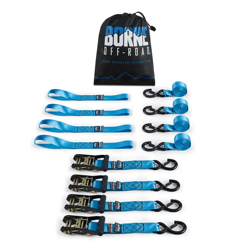 Mishimoto Heavy-Duty Ratchet Tie-Down Kit (4-Pack) - Blue - Truck & Automotive