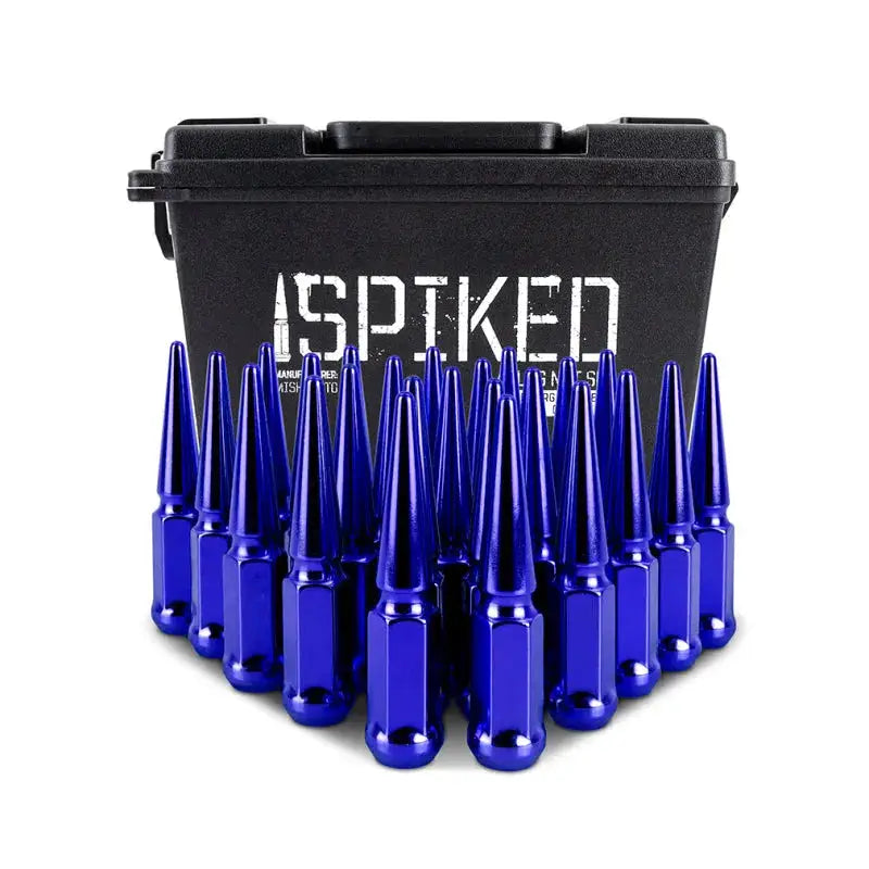Mishimoto Steel Spiked Lug Nuts M12 x 1.5 24pc Set Blue - Wheel and Tire Accessories