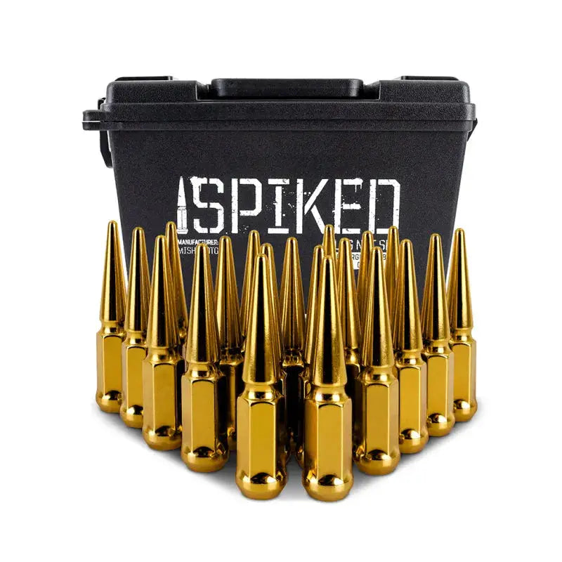 Mishimoto Steel Spiked Lug Nuts M12x1.5 20pc Set - Gold - Wheel and Tire Accessories