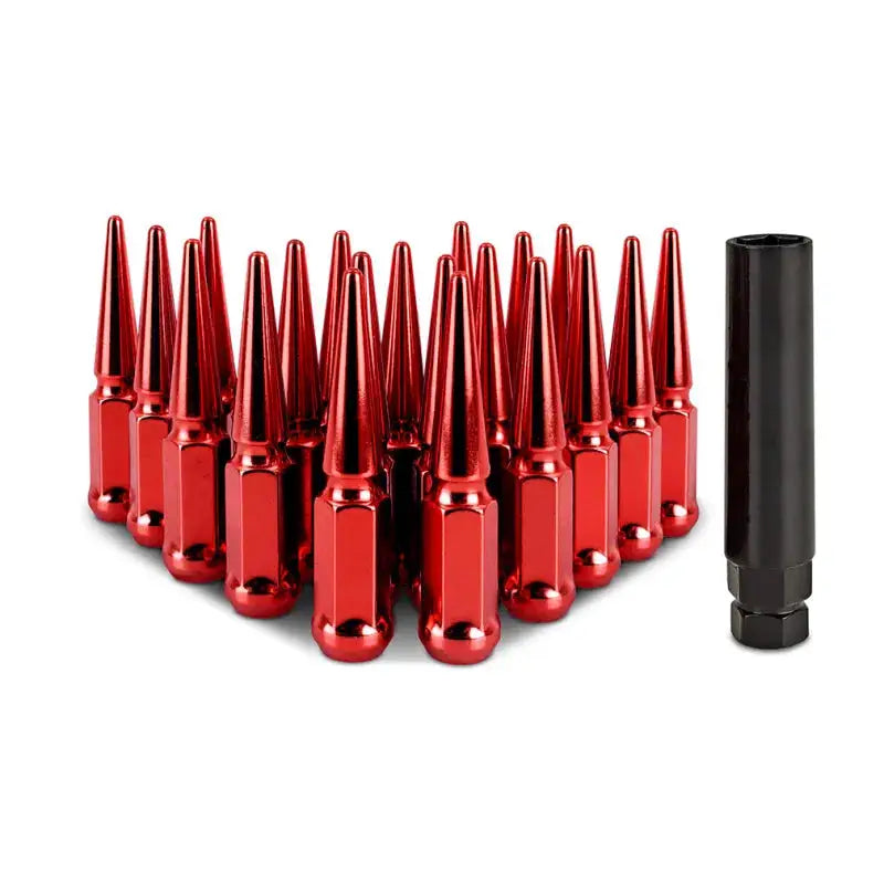 Mishimoto Steel Spiked Lug Nuts M12x1.5 20pc Set - Red - Wheel and Tire Accessories