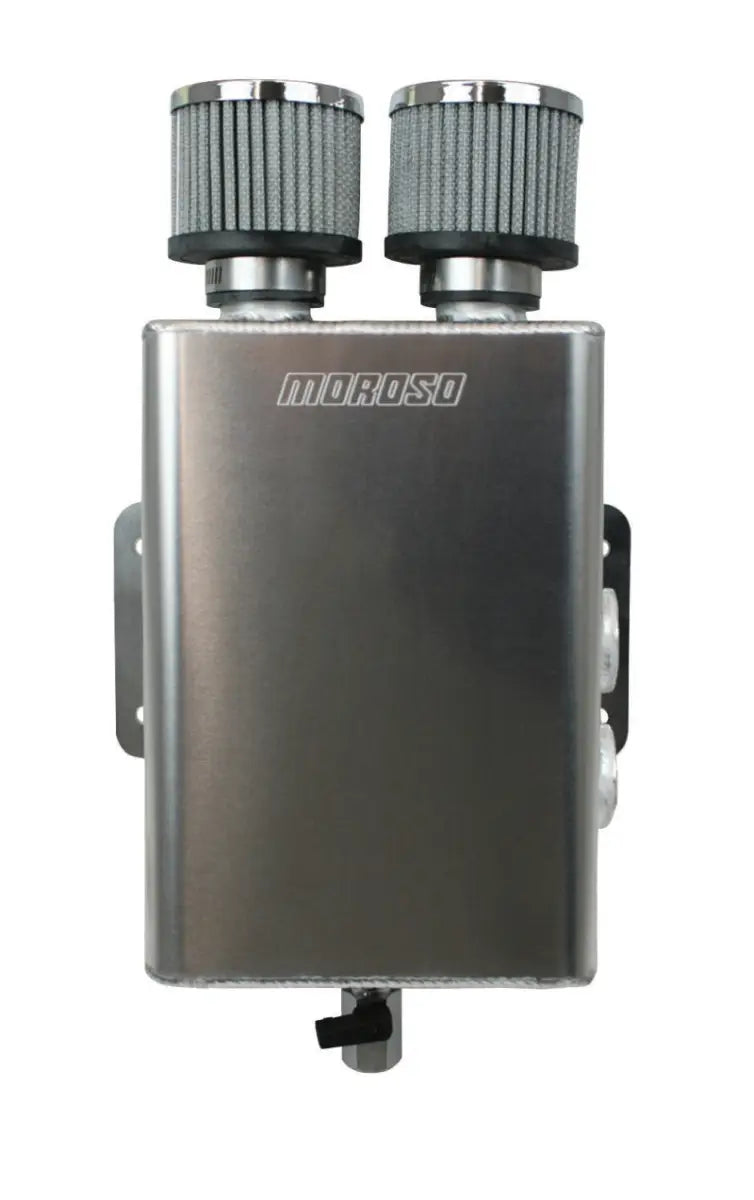 Moroso Breather Tank/Catch Can -16An Female Inlet - Right Side - Two Breathers - Aluminum - 85392