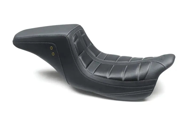 Mustang 08-21 HD Electra Glide,Rd Glide,Rd King,St Glide Squareback 1PC Seat - Black w/Gry Stitching - Mustang Motorcycle