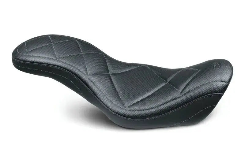 Black Harley Fat Bob motorcycle seat with diamond stitching for Fat Bob models