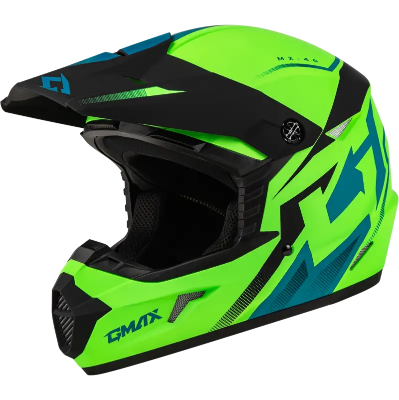 Mx 46 Compound Helmet Matte Hi Vis Green/Blk/Blue Ym