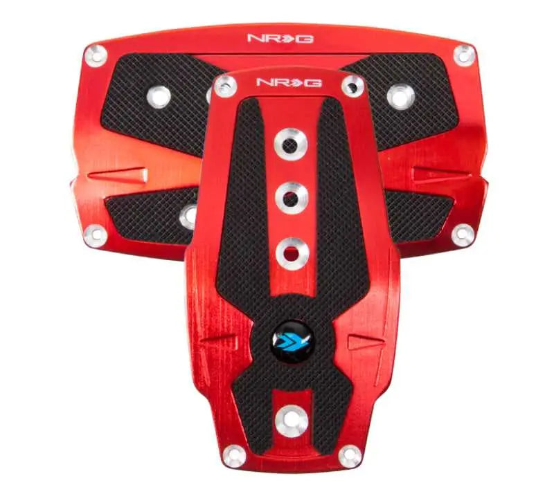 NRG NRG Brushed Aluminum Sport Pedal A/T - Red w/Black Rubber Inserts