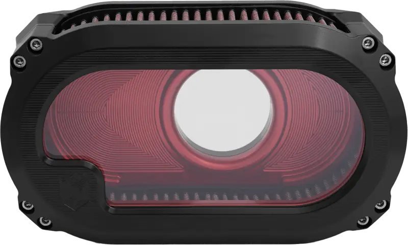 NXT-01BR Kens Factory Nxt Lvl M8 Air Cleaner W/Glass Black W/Red - RV and Auto Parts