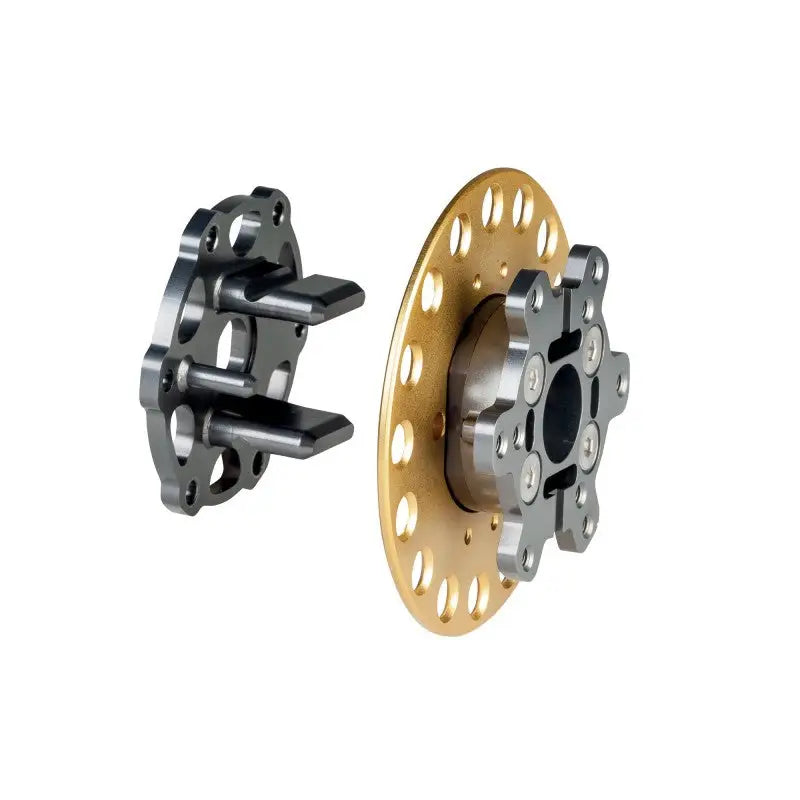 Black and gold quick release steering wheel hub for easy steering wheel removal