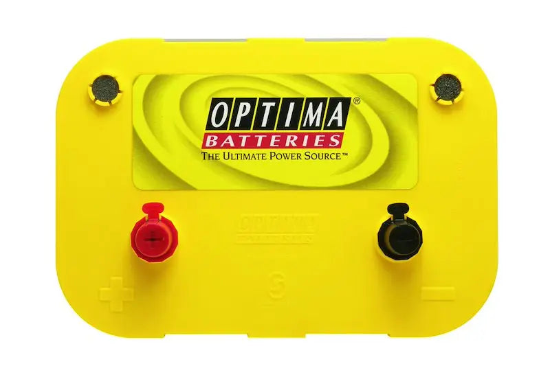 Bright yellow Optima Bat D34 Yellow with red black terminals for reliable power