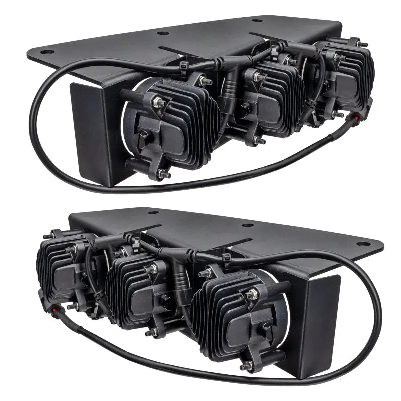 Black LED light bars with mounting brackets for Ford Bronco fog light kit upgrade