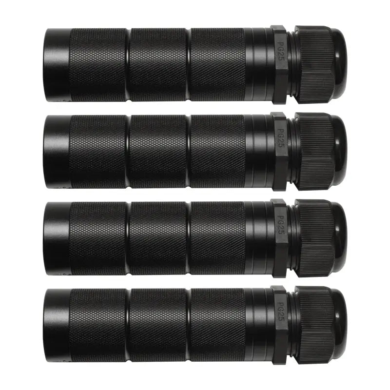 Four black metal cable glands for Oracle Lighting Fiber Optic Wheel with RGBW kit
