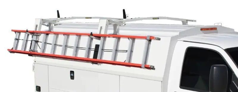 Dge Ram ladder rack setup with P31740 Holman Ladder Mounting Kit on van roof