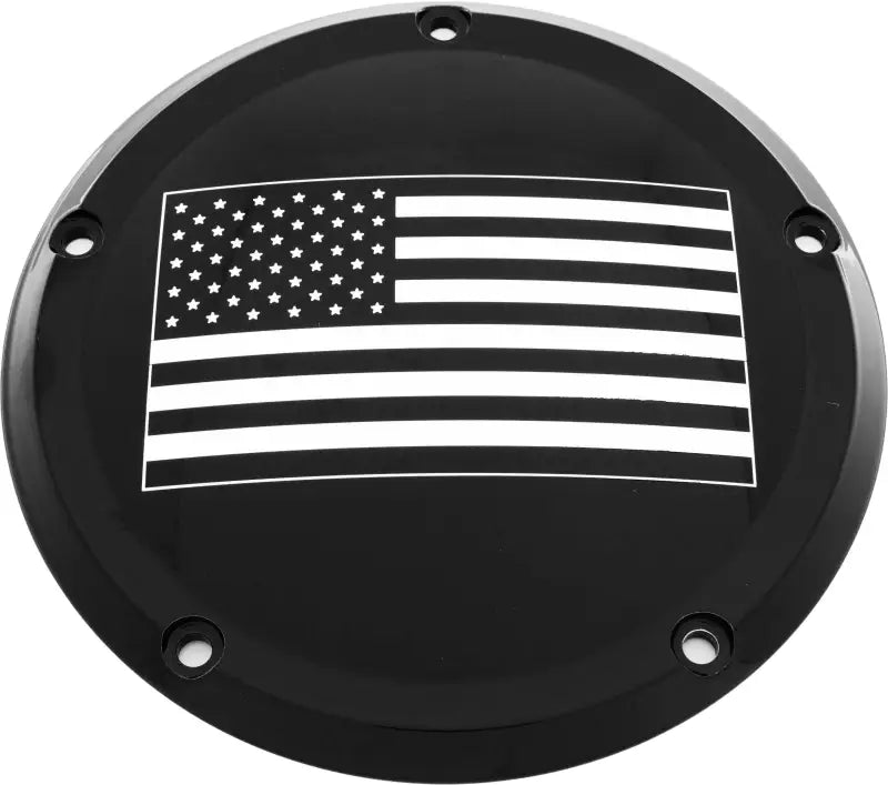 CUSTOM ENGRAVING PATR21-67BG 6 M8 Softail Derby Cover American Flag Black