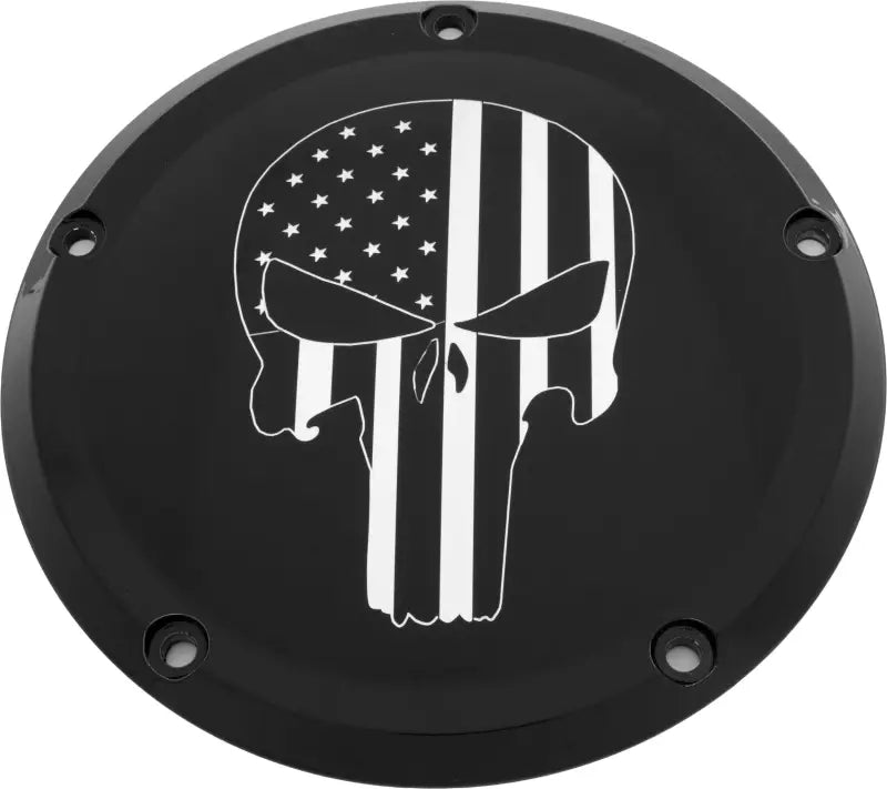 CUSTOM ENGRAVING PATR22-46BG 7 M8 Flt/Flh Derby Cover Punisher Black