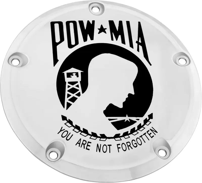 CUSTOM ENGRAVING POW01-67 6 M8 Softail Derby Cover Pow Mia Chrome