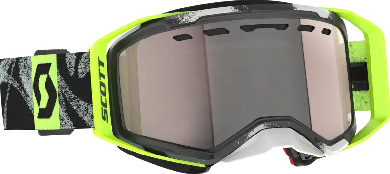 Neon yellow black motocross goggles with mirrored lens for outdoor rv parts accessories