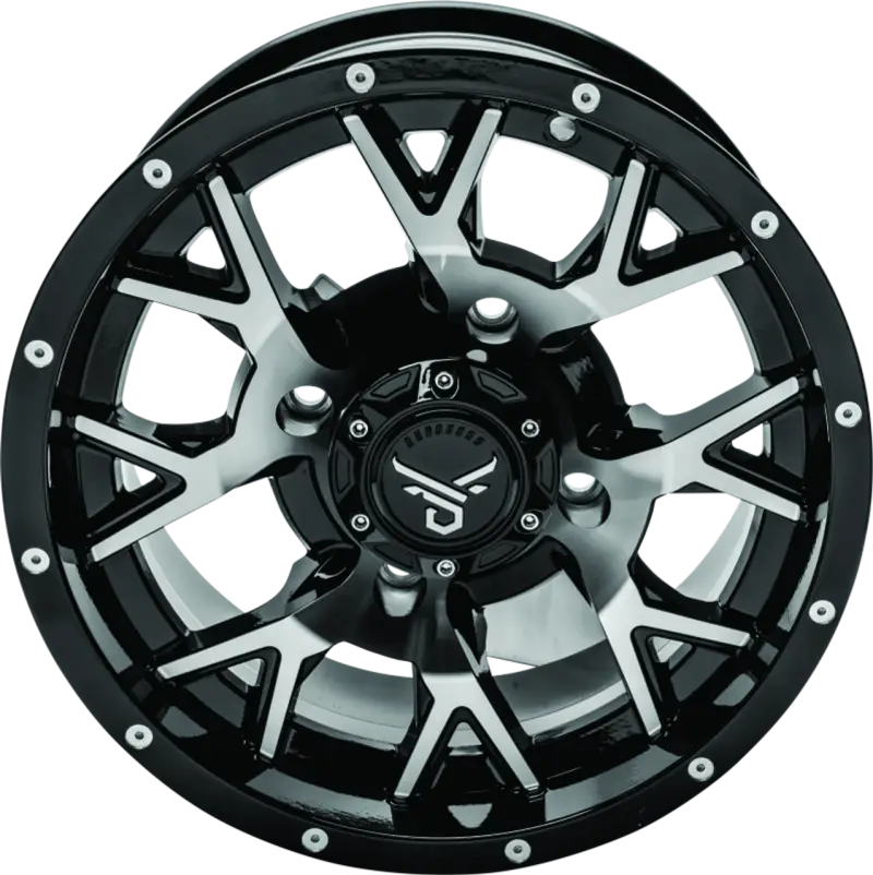 QuadBoss Barbwire 15x7 black and silver multi-spoke wheel with matte finish