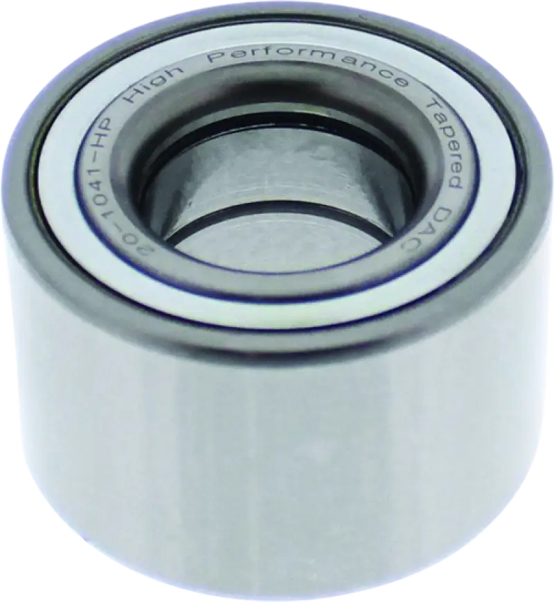 Silver and gray cylindrical bearing from QuadBoss Tapered Dac Bearing Kit