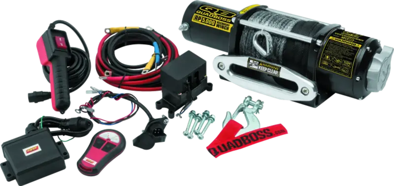 QuadBoss Winch 2500Lb with synthetic rope and accessories for tough off-road jobs